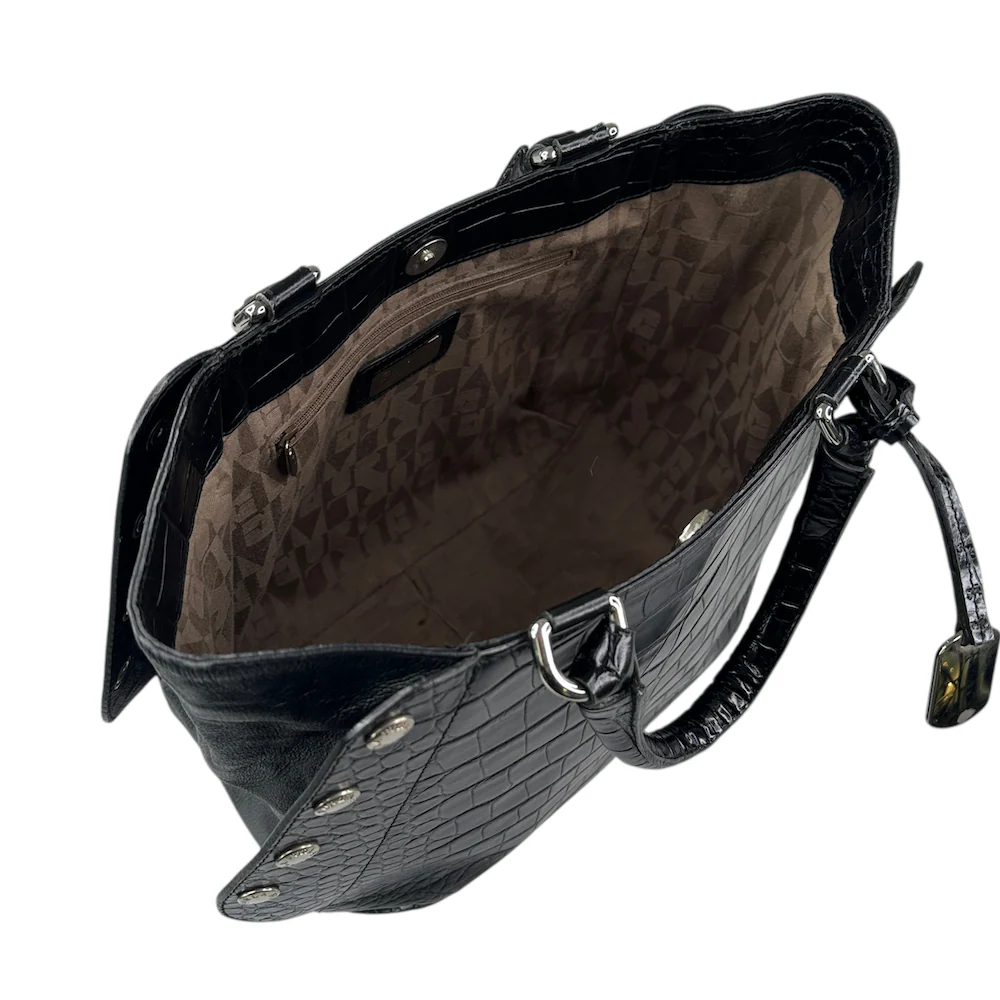 FURLA CROCODILE PRINT TOTE BAG - BLACK - Image 4
