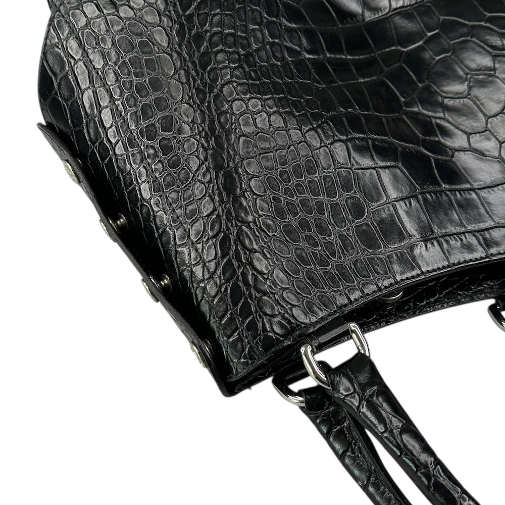 FURLA CROCODILE PRINT TOTE BAG - BLACK - Image 5