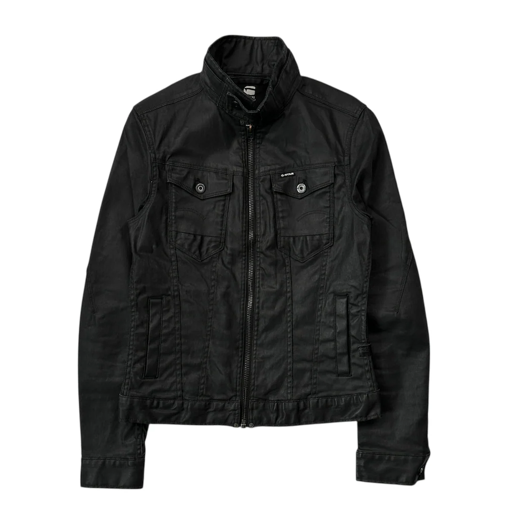 G-STAR RAW WAXED DENIM JACKET - BLACK