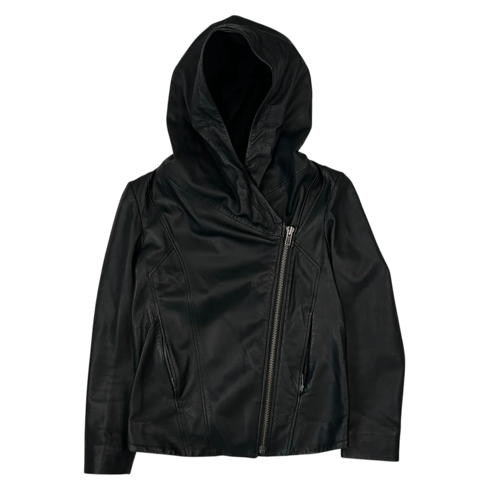 HELMUT LANG LEATHER HOODED JACKET