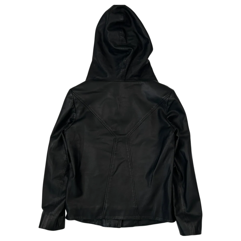 HELMUT LANG LEATHER HOODED JACKET - Image 3