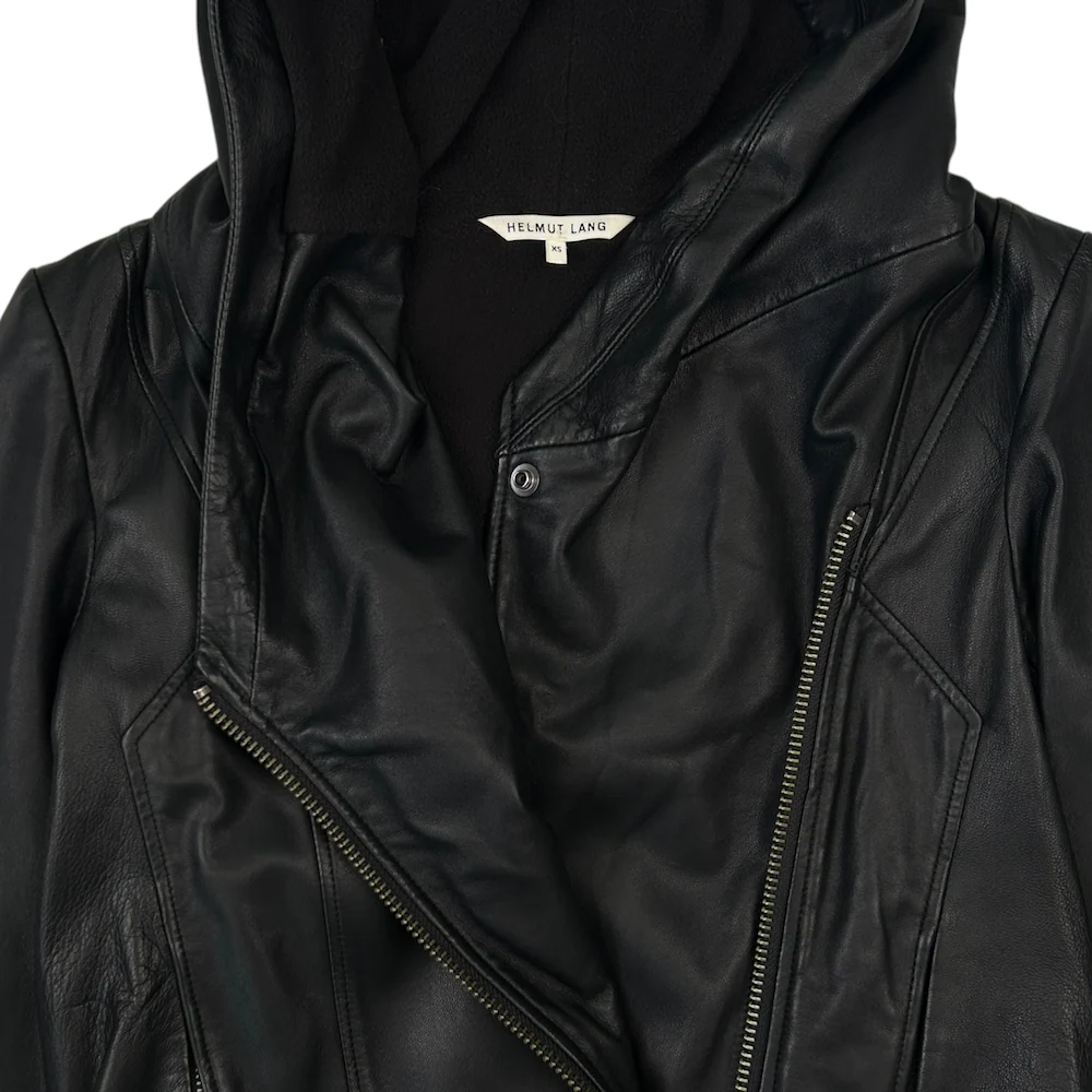 HELMUT LANG LEATHER HOODED JACKET - Image 4