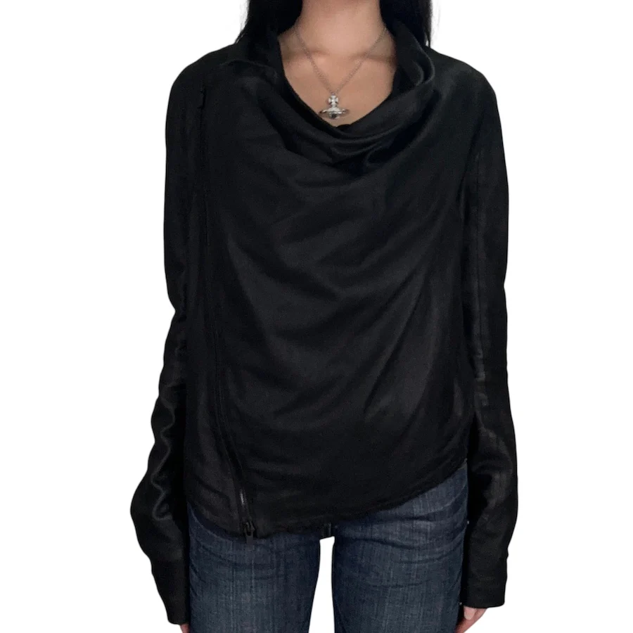 HELMUT LANG SHEEP LEATHER ASYMMETRICAL JACKET - Image 2