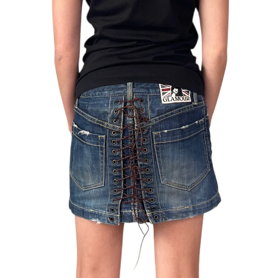 HYSTERIC GLAMOUR DENIM LACE-UP MINI SKIRT - Image 2