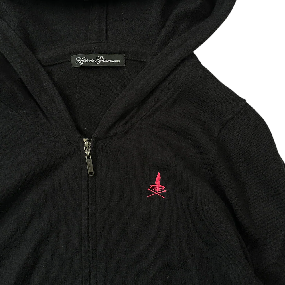 HYSTERIC GLAMOUR 'VIP CLUB' ZIP HOODIE - BLACK/PINK - Image 4