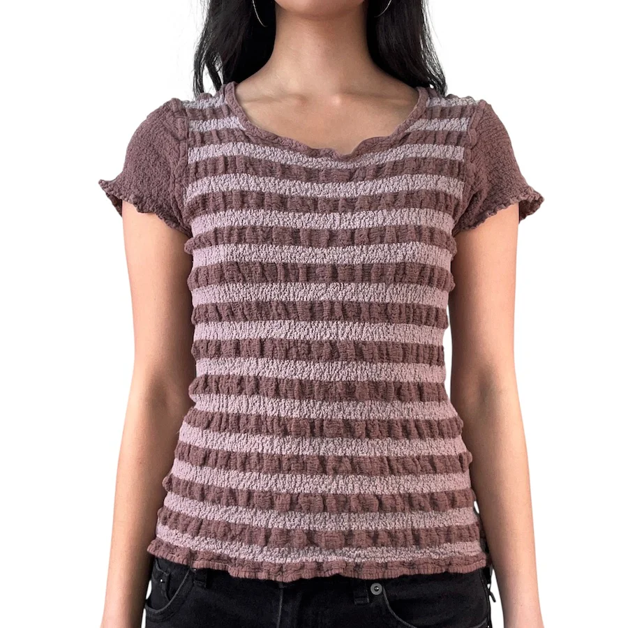 ISSEY MIYAKE ME CAULIFLOWER STRIPED T-SHIRT - Image 2