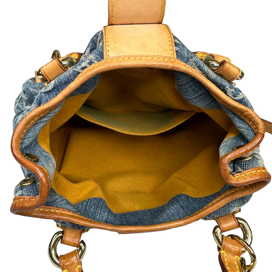 LOUIS VUITTON DENIM PLEATY W/ ADDITIONAL CROSSBODY STRAP - Image 11