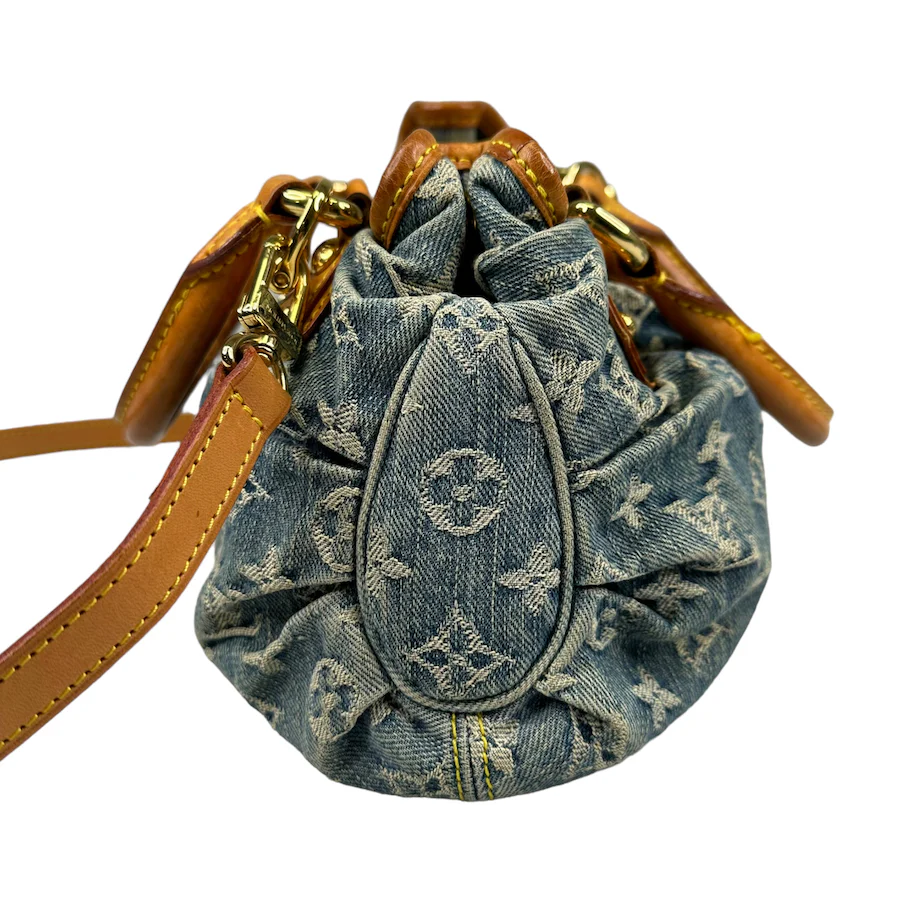 LOUIS VUITTON DENIM PLEATY W/ ADDITIONAL CROSSBODY STRAP - Image 4