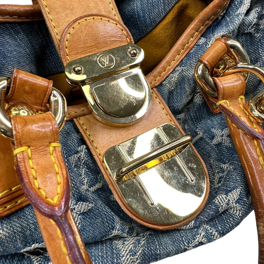 LOUIS VUITTON DENIM PLEATY W/ ADDITIONAL CROSSBODY STRAP - Image 7