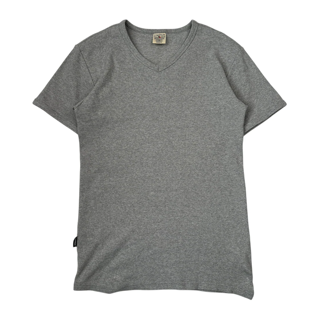(M) AVIREX RIBBED V NECK T-SHIRT - GREY