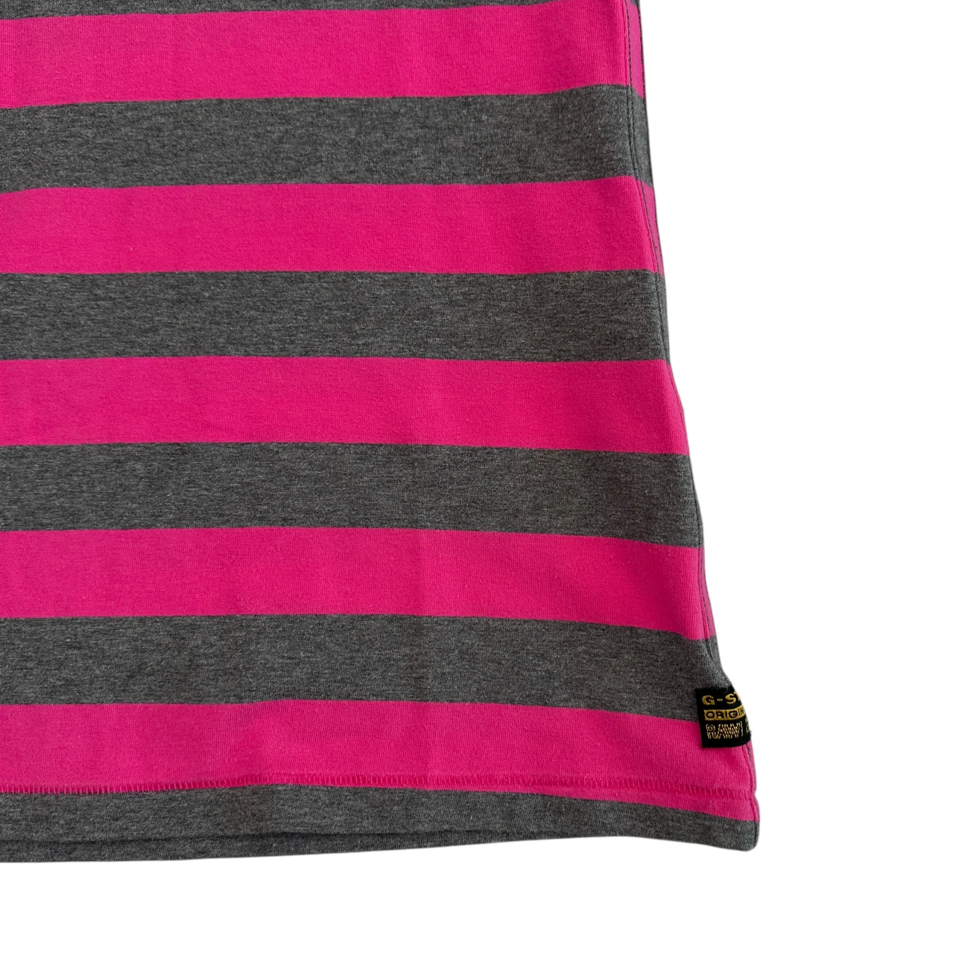 (M) G-STAR STRIPED V-NECK SHORT SLEEVE TOP - PINK/GREY - Image 4