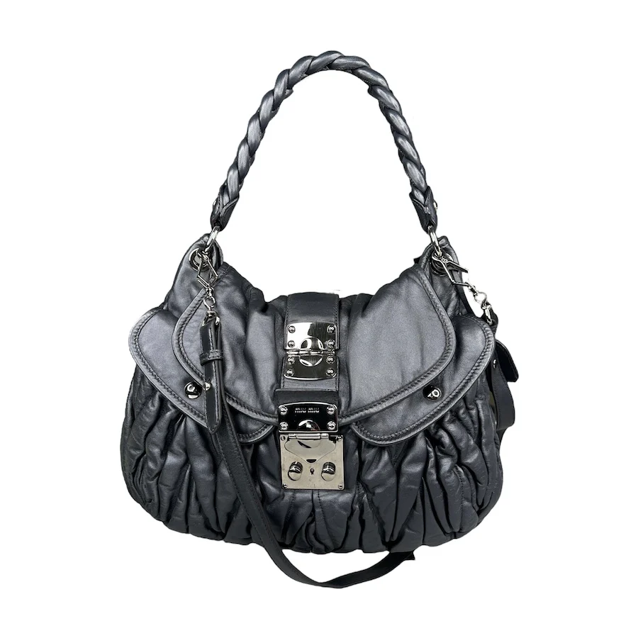 MIU MIU BLACK COFFER SHOULDER BAG
