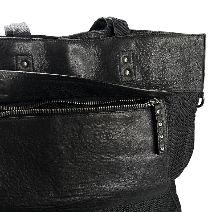MIU MIU BLACK LEATHER & VINYL MESH TOTE BAG - Image 5