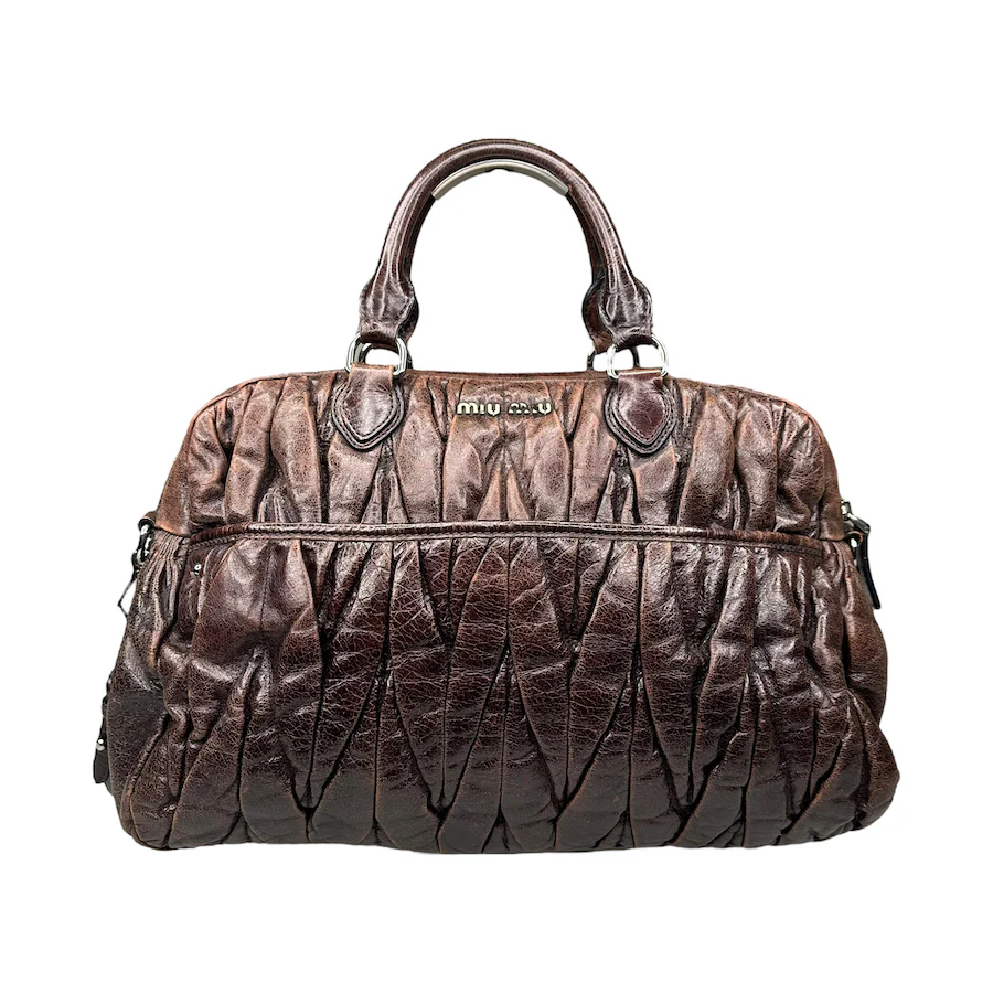MIU MIU BROWN LEATHER HAND BAG - Image 2