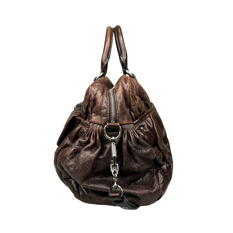 MIU MIU BROWN LEATHER HAND BAG - Image 4