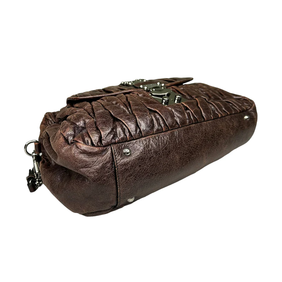 MIU MIU BROWN LEATHER HAND BAG - Image 5