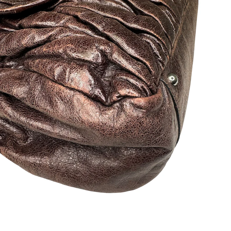 MIU MIU BROWN LEATHER HAND BAG - Image 8