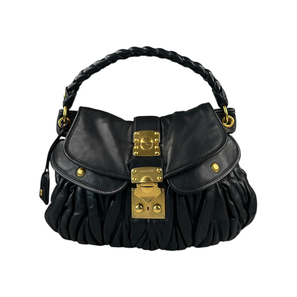 MIU MIU MATELASSE SHOULDER BAG - BLACK