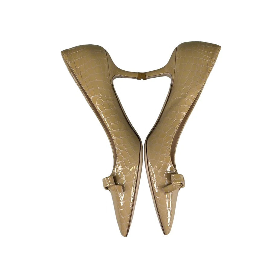 MIU MIU PATENT LEATHER CROCODILE PRINT KITTEN HEELS - Image 3