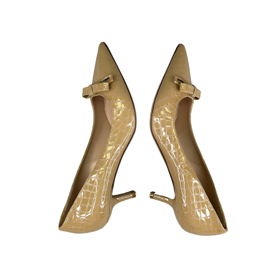MIU MIU PATENT LEATHER CROCODILE PRINT KITTEN HEELS - Image 4