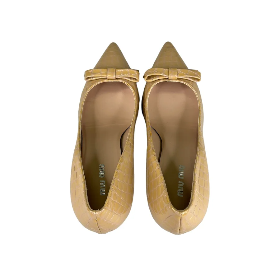 MIU MIU PATENT LEATHER CROCODILE PRINT KITTEN HEELS - Image 6