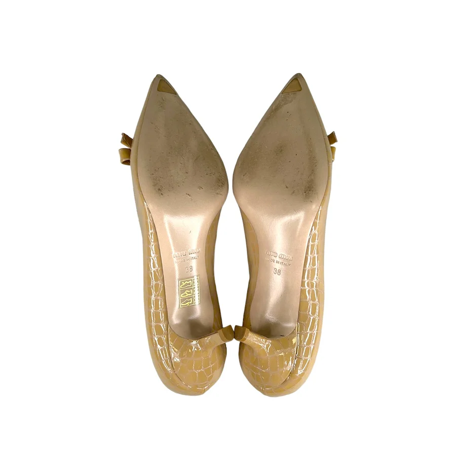 MIU MIU PATENT LEATHER CROCODILE PRINT KITTEN HEELS - Image 7
