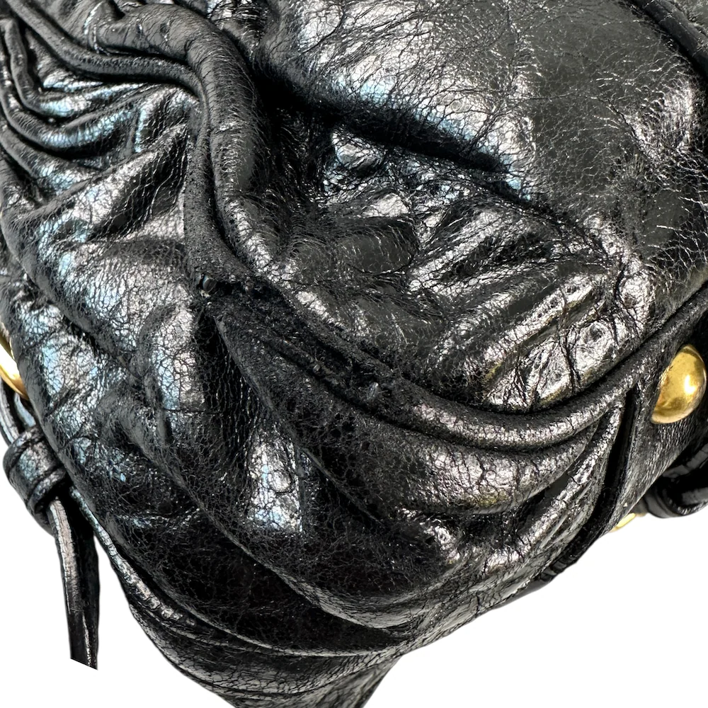 MIU MIU SHOULDER BAG - BLACK / GOLD - Image 6
