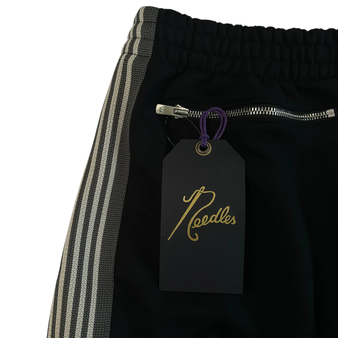(NEW) NEEDLES H.D. COTTON JERSEY TRACK PANTS - BLACK - Image 5