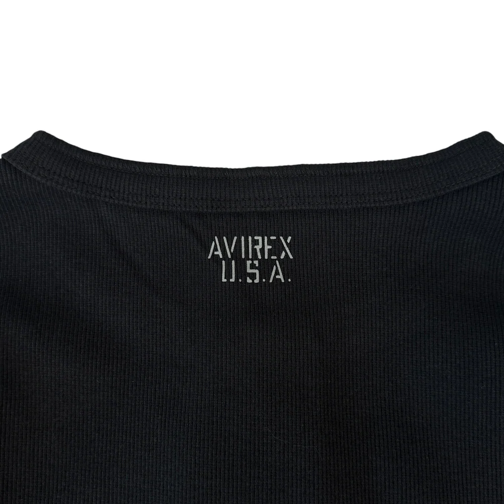 (NEW) AVIREX RIBBED EVERY DAY HENLEY LONG SLEEVE - BLACK - Image 4