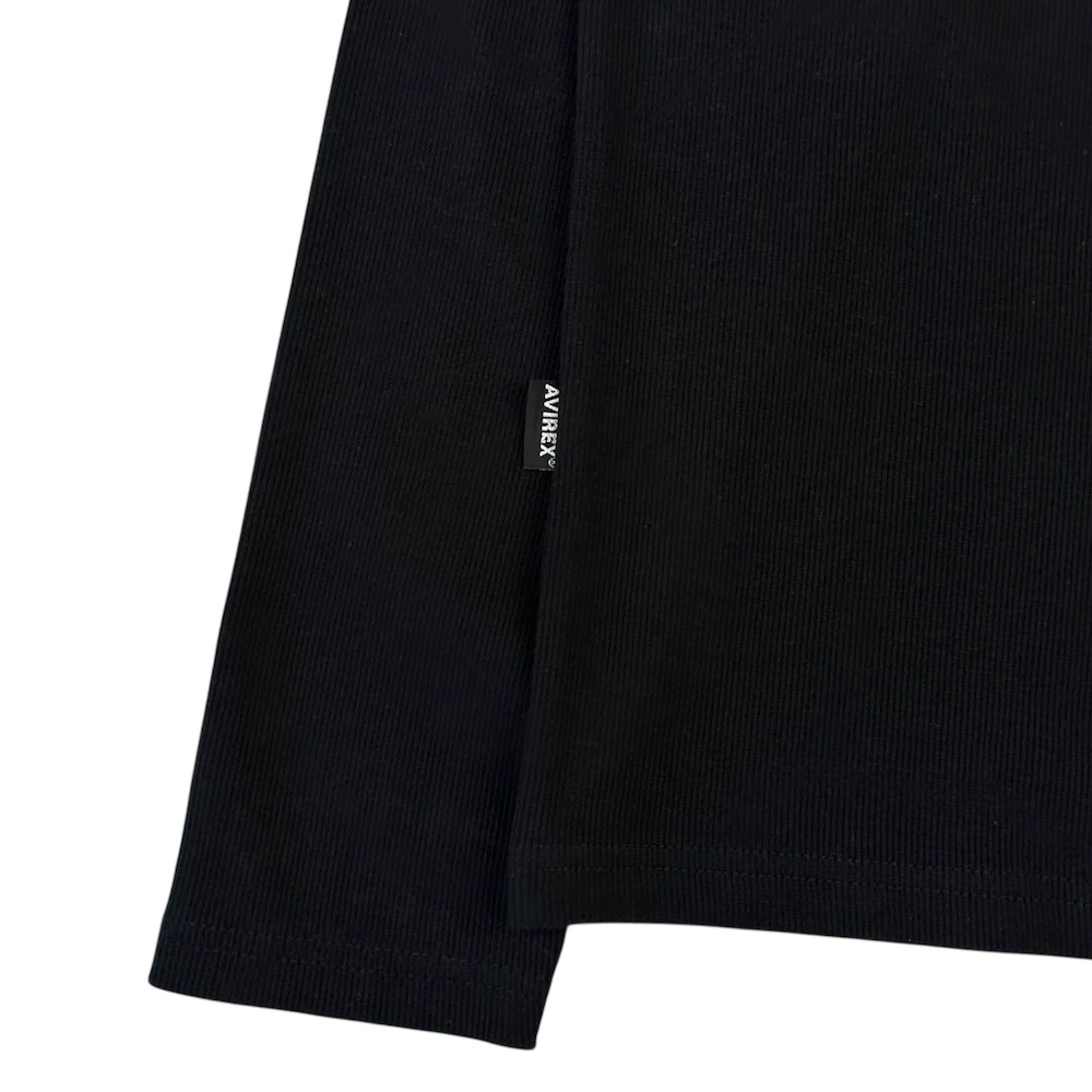 (NEW) AVIREX RIBBED EVERY DAY HENLEY LONG SLEEVE - BLACK - Image 6
