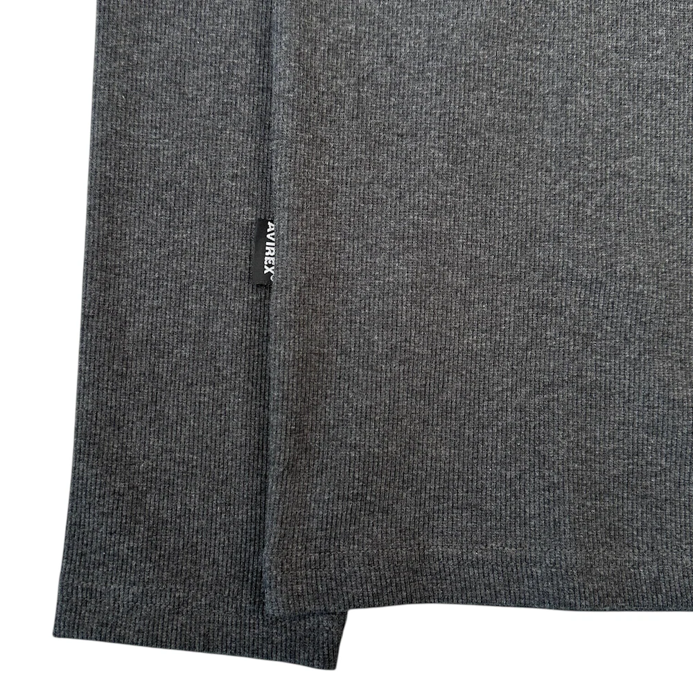 (NEW) AVIREX RIBBED EVERY DAY HENLEY LONG SLEEVE - CHARCOAL - Image 5