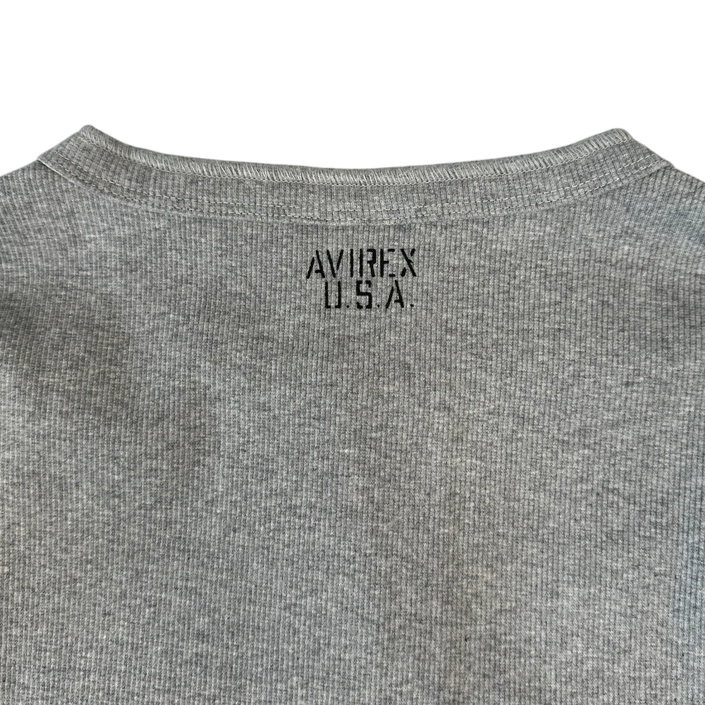 (NEW) AVIREX RIBBED EVERY DAY HENLEY LONG SLEEVE - GREY - Image 5