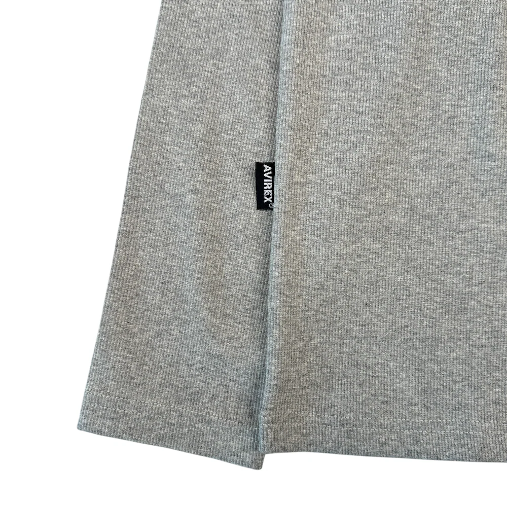 (NEW) AVIREX RIBBED EVERY DAY HENLEY LONG SLEEVE - GREY - Image 6