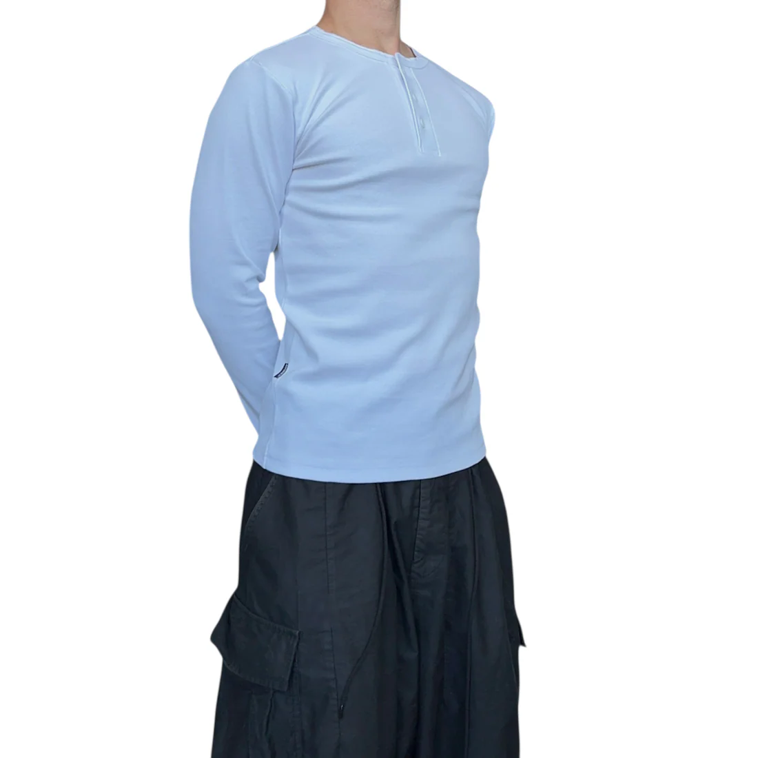 (NEW) AVIREX RIBBED EVERY DAY HENLEY LONG SLEEVE - WHITE - Image 3