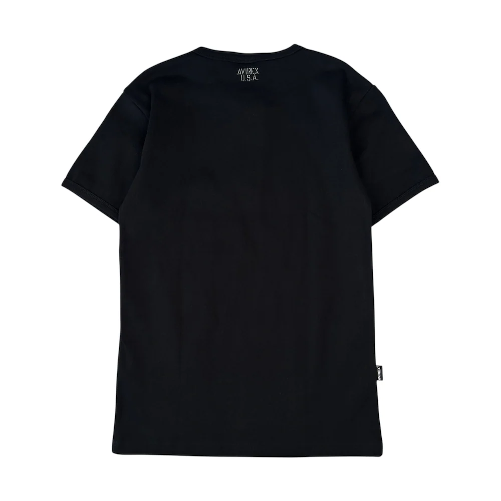 (NEW) AVIREX RIBBED EVERY DAY HENLEY SHORT SLEEVE - BLACK - Image 4