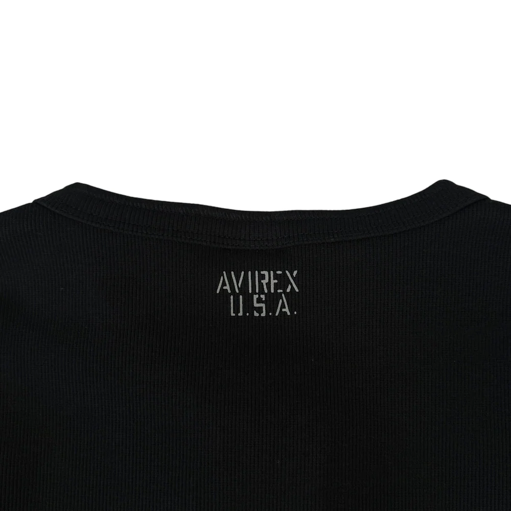 (NEW) AVIREX RIBBED EVERY DAY HENLEY SHORT SLEEVE - BLACK - Image 7