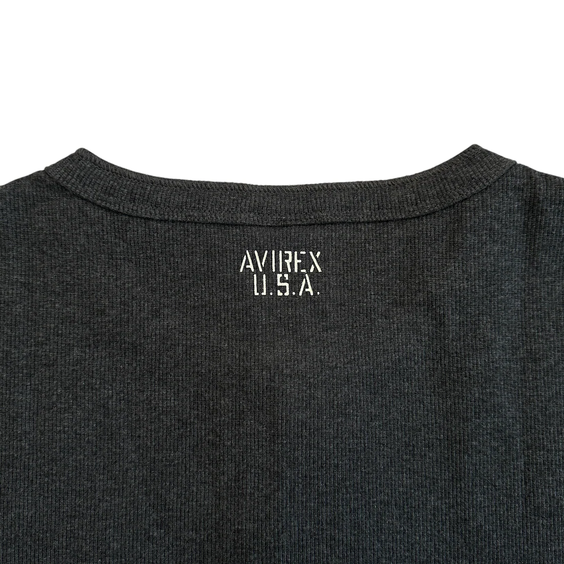 (NEW) AVIREX RIBBED EVERY DAY HENLEY SHORT SLEEVE - CHARCOAL - Image 4