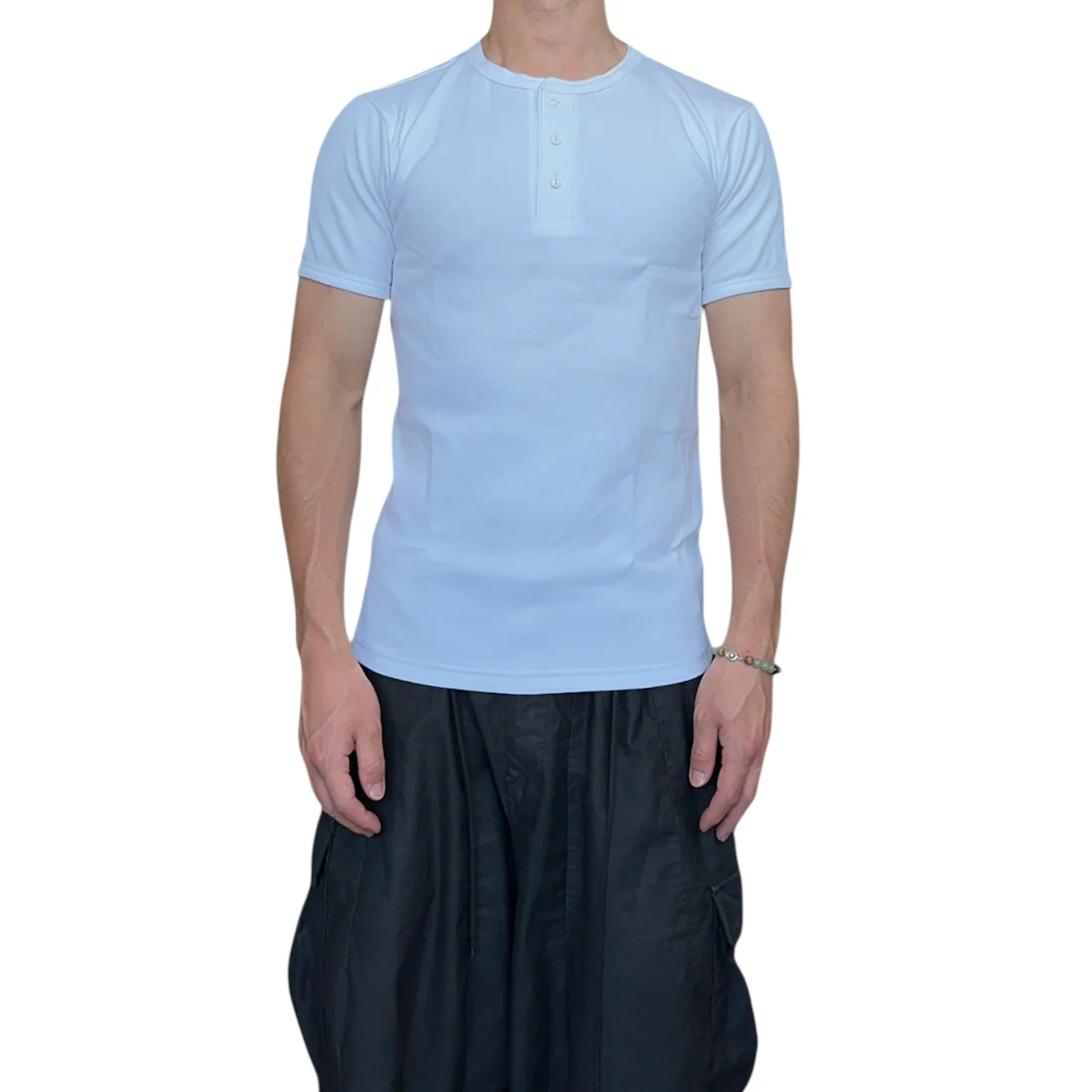 (NEW) AVIREX RIBBED EVERY DAY HENLEY SHORT SLEEVE - WHITE - Image 3