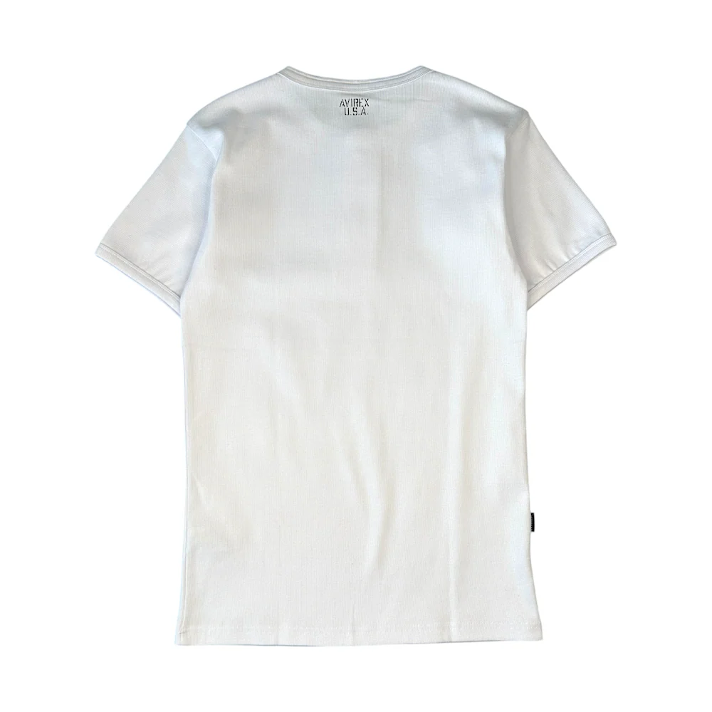 (NEW) AVIREX RIBBED EVERY DAY HENLEY SHORT SLEEVE - WHITE - Image 4