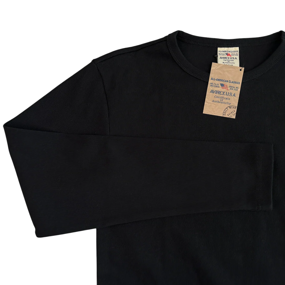 (NEW) AVIREX RIBBED EVERY DAY LONG SLEEVE - BLACK - Image 3