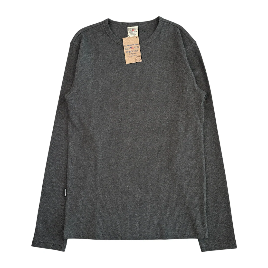 (NEW) AVIREX RIBBED EVERY DAY LONG SLEEVE - CHARCOAL