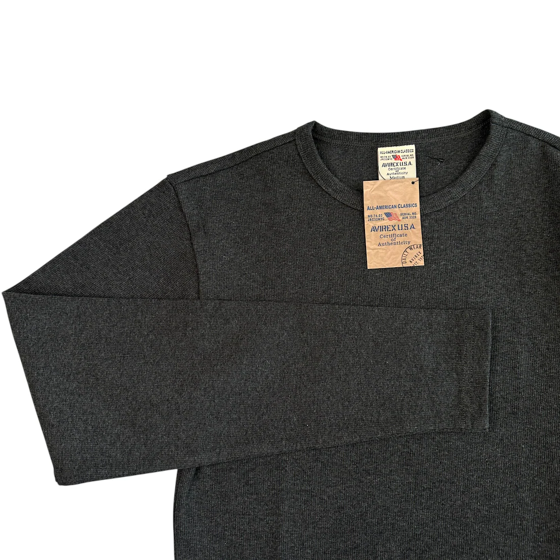 (NEW) AVIREX RIBBED EVERY DAY LONG SLEEVE - CHARCOAL - Image 4