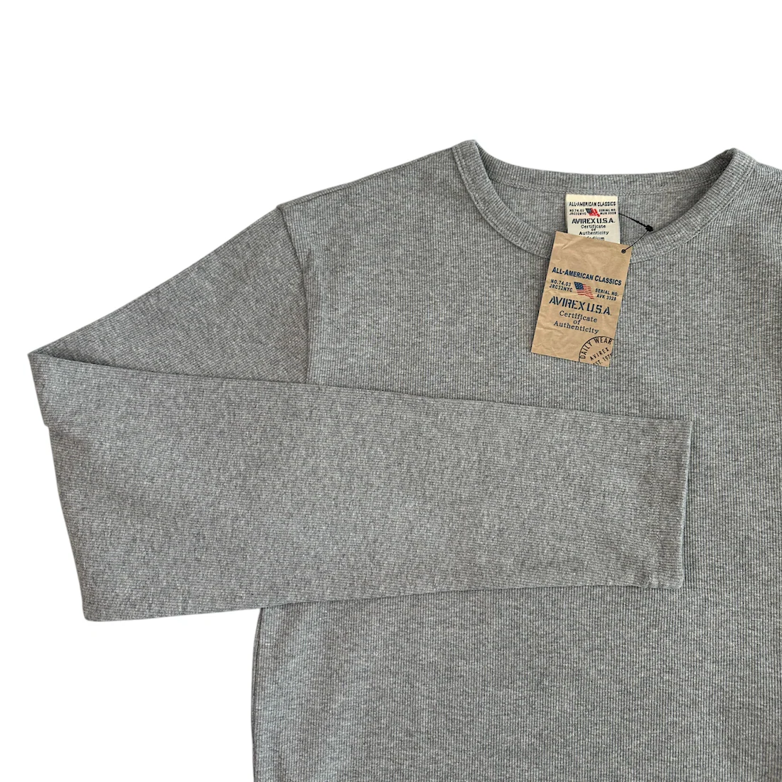 (NEW) AVIREX RIBBED EVERY DAY LONG SLEEVE - GREY - Image 4