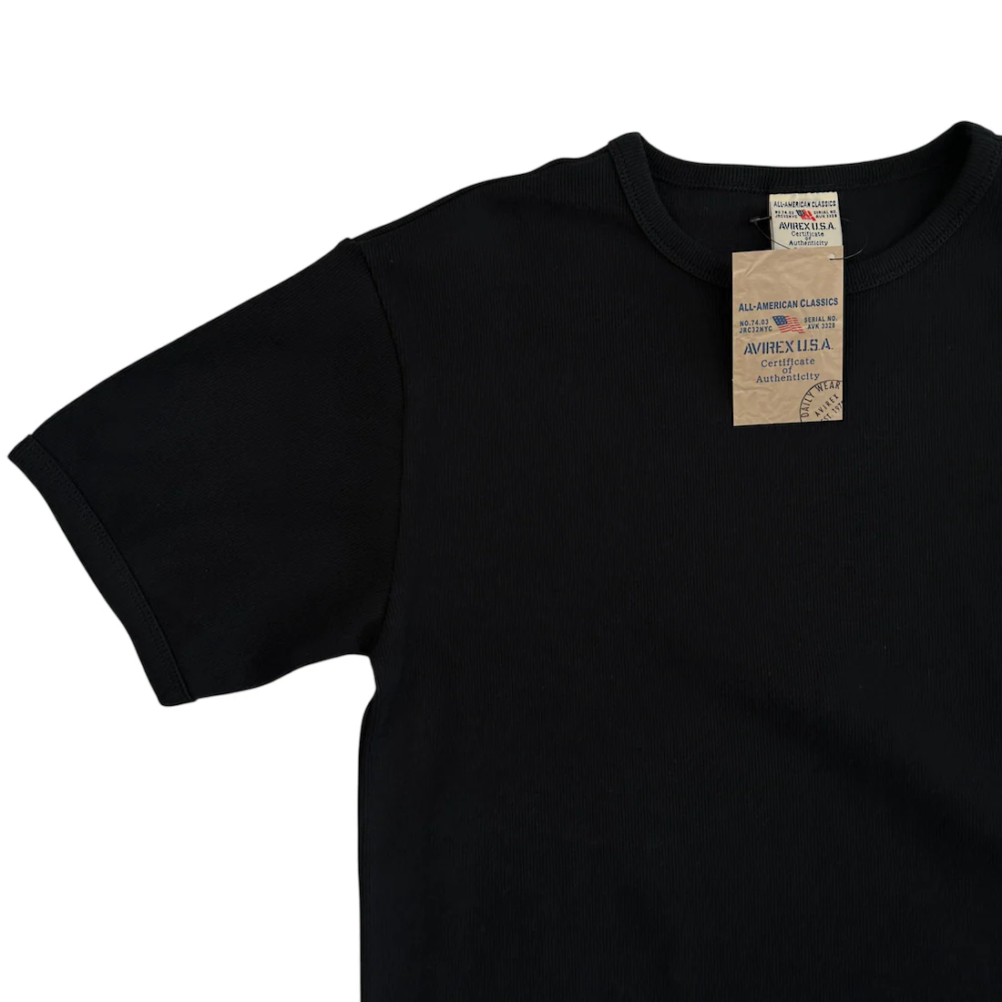 (NEW) AVIREX RIBBED EVERY DAY SHORT SLEEVE T-SHIRT - BLACK - Image 4