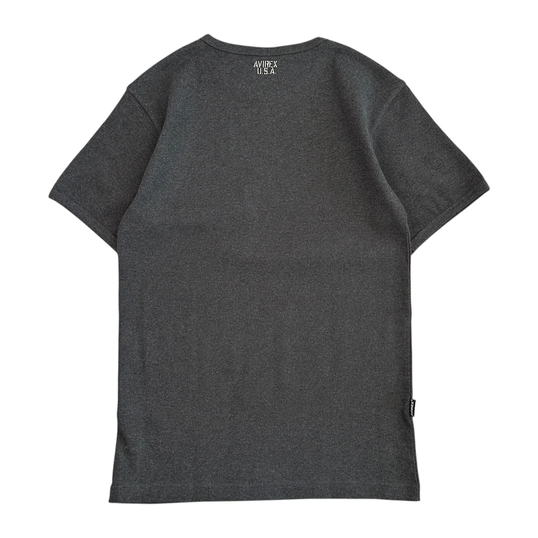 (NEW) AVIREX RIBBED EVERY DAY SHORT SLEEVE T-SHIRT - CHARCOAL - Image 3