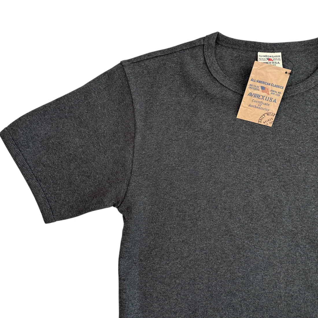 (NEW) AVIREX RIBBED EVERY DAY SHORT SLEEVE T-SHIRT - CHARCOAL - Image 5