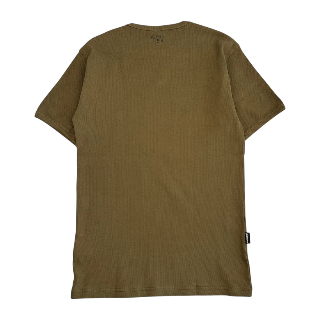 (NEW) AVIREX RIBBED EVERY DAY SHORT SLEEVE T-SHIRT - OLIVE - Image 3