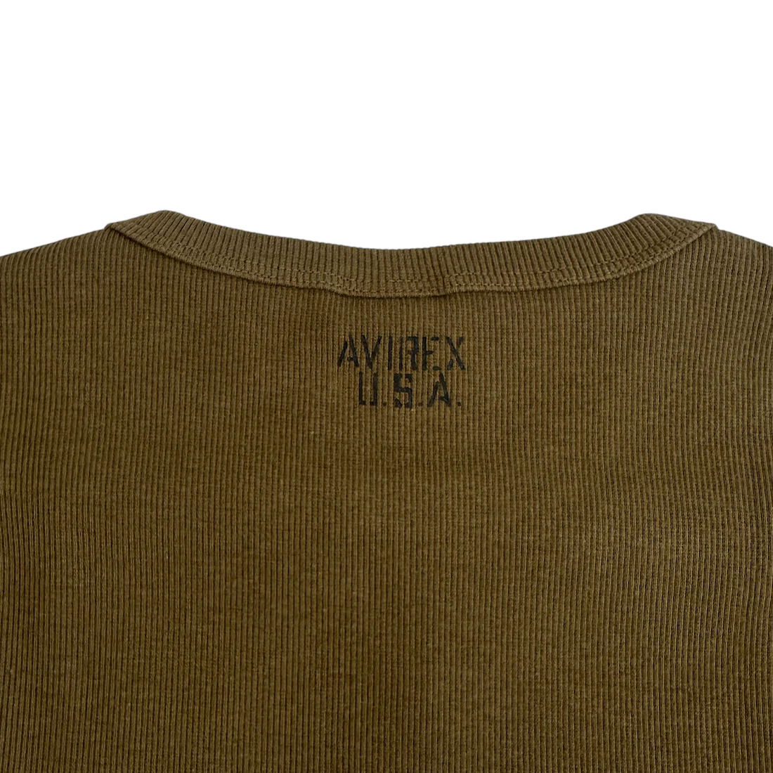 (NEW) AVIREX RIBBED EVERY DAY SHORT SLEEVE T-SHIRT - OLIVE - Image 5