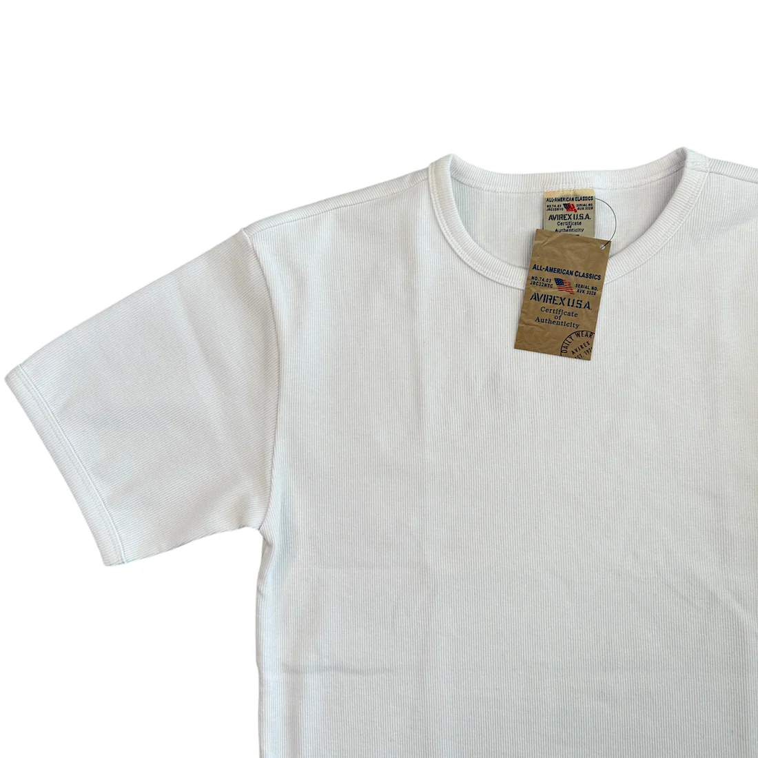 (NEW) AVIREX RIBBED EVERY DAY SHORT SLEEVE T-SHIRT - WHITE - Image 4