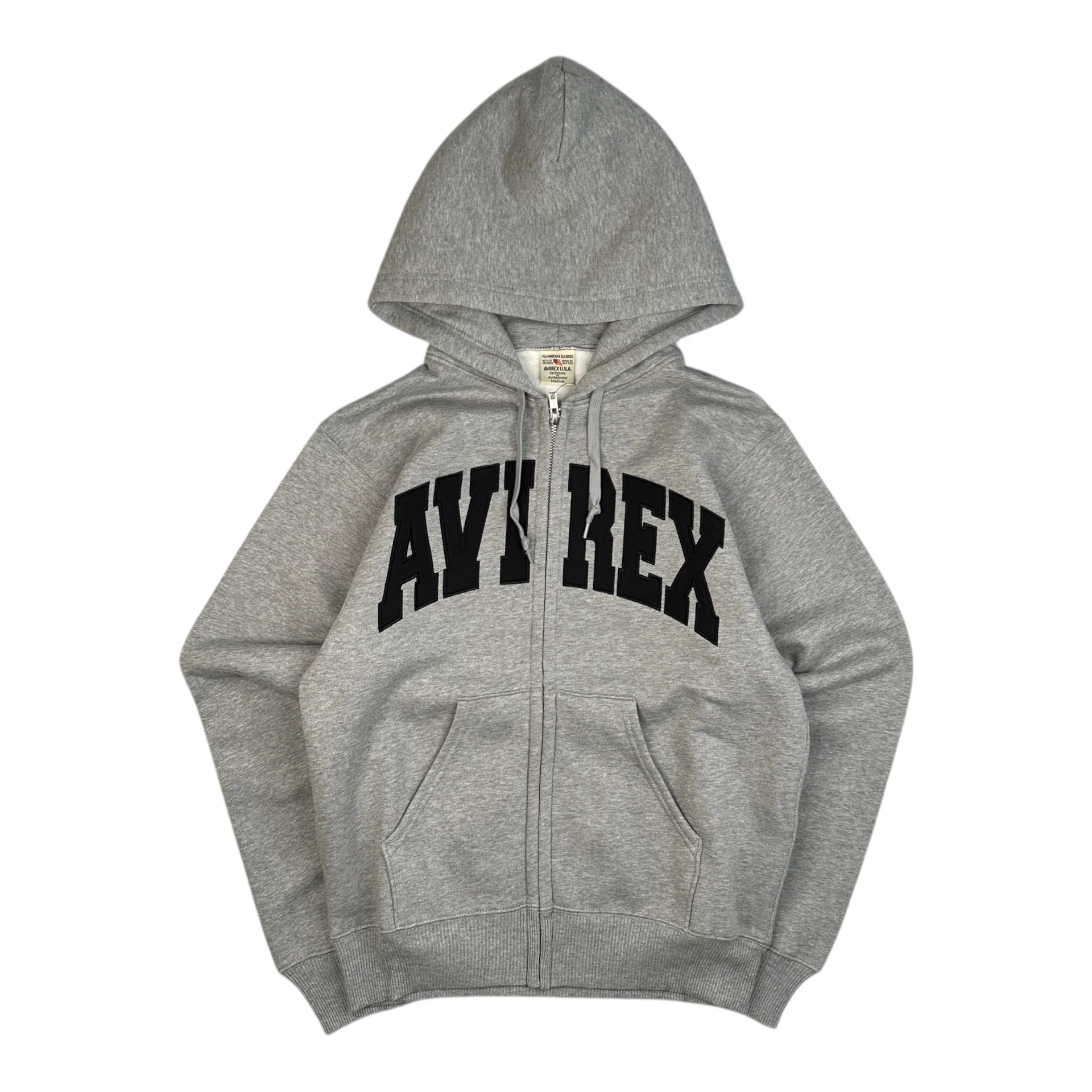(NEW) AVIREX LOGO ZIP HOODIE - GREY